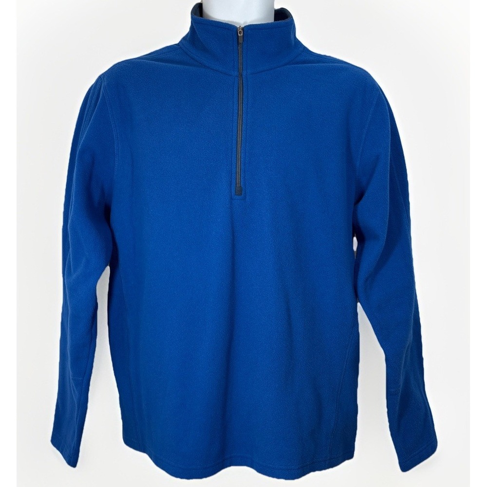 Lands'‎ End Men's Medium 38/40 Blue 1/4 Zip Fleece Pullover Jacket Layer